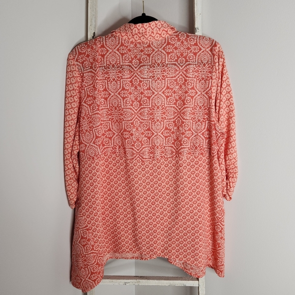 LOGO by Lori Goldstein button down top womens 1X metallic stripe mixed print - Picture 5 of 6